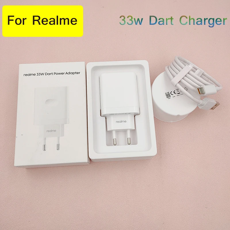 

Оригинальное устройство для быстрой зарядки Realme 33W Дротика/VOOC адаптер питания ЕС для Realme 7 8 9 9i Pro Narzo50 Q3S V15 V23 V25 OPPO ACE Reno4 5 6