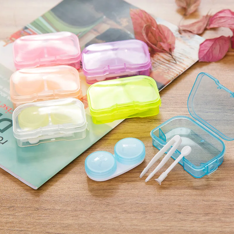 

1Pc Candy Color Contact Lens Case for Eyes Care Kit Holder Container Pink Blue Glasses Contact Lenses Box Contacts Case