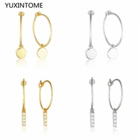 925 sterling silver ear needle hoop earrings big smooth round hanging earrings for women party fashion jewelry accessories gift