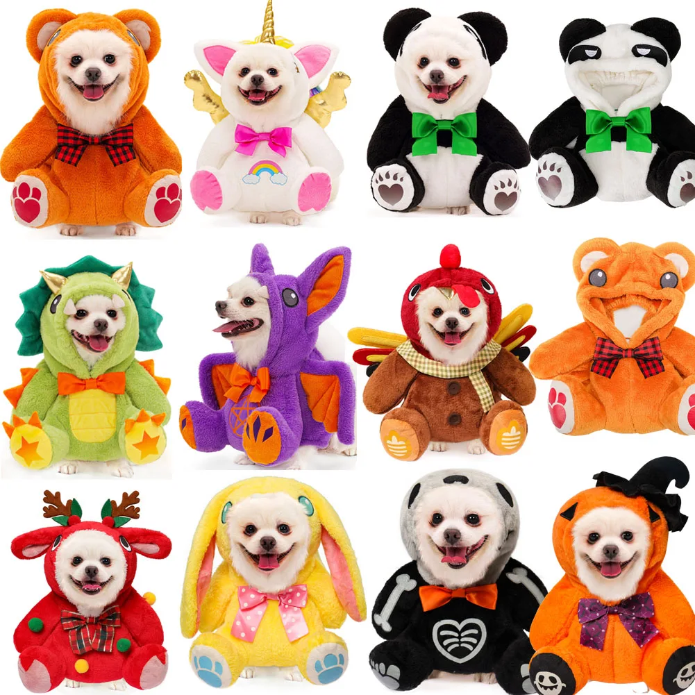 

Pet Dog Clothing Bear Cosplay Costume Outfits Panda Bat Unicorn Turkey Elk Rabbit Pumpkin Skeleton Pet Costume Easter Halloween