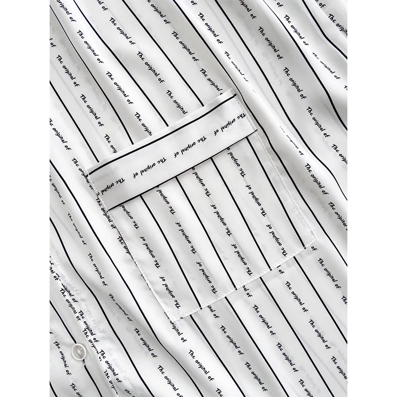 YFTNH Women Nightgown with Pocket Stripe Unicorn Printing Silk Stain Turndown Collar Soft Night Dress for Women's Sleepwear