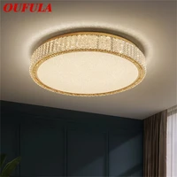 oufula postmodern ceiling lamp led luxury crystal round lighting decorative fixtures for living room bedroom