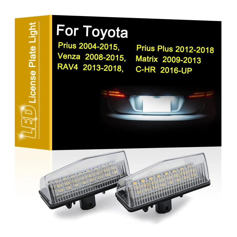 

12V LED Number Plate Lamp For Toyota Prius Venza 08-15 Matrix 09-13 RAV4 13-18 C-HR 2016-UP White License Plate Light Assembly