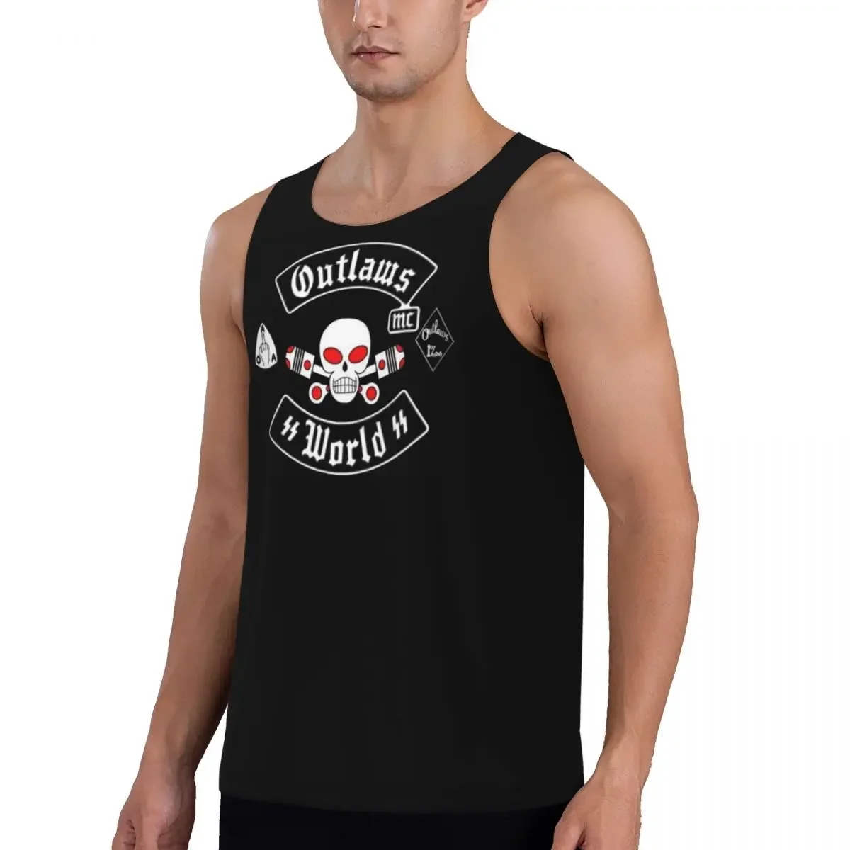 Фото Быстросохнущая дышащая майка-безрукавка Quick Dry Outlaws Mc Support Gym для бодибилдинга №2