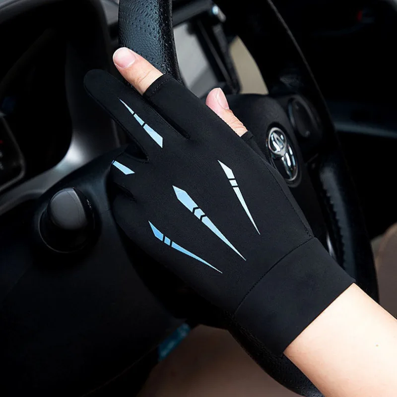 

Sun Protection Cycling Men's Summer Thin Breathable Non-Slip Ice Silk Driving Leakage Finger Half Finger