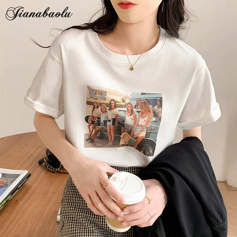 

2022 New T Shirts Women Hot Party Graphic Tshirts Vintage Y2K Cotton Tops Harajuku Figure Print Short Sleeved Tee 90s