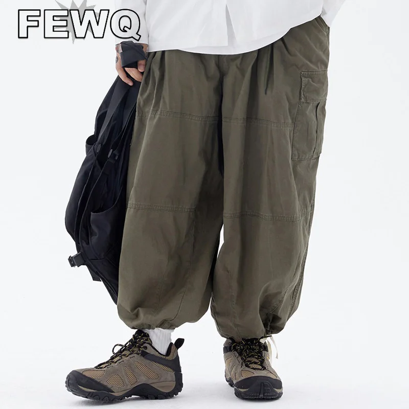 

Мужские брюки-карго FEWQ в стиле Харадзюку, однотонные брюки на завязках в стиле сафари, весна 2023 г., новинка, 24B718