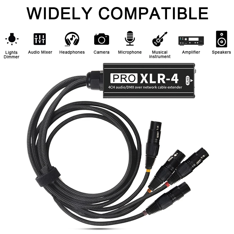 Фото Кабель-разветвитель DMX XLR (мужской/женский) 4-канальный RJ45-XLR для удлинения аудиосети (кабель-«змейка») для сцены и студийной записи №3