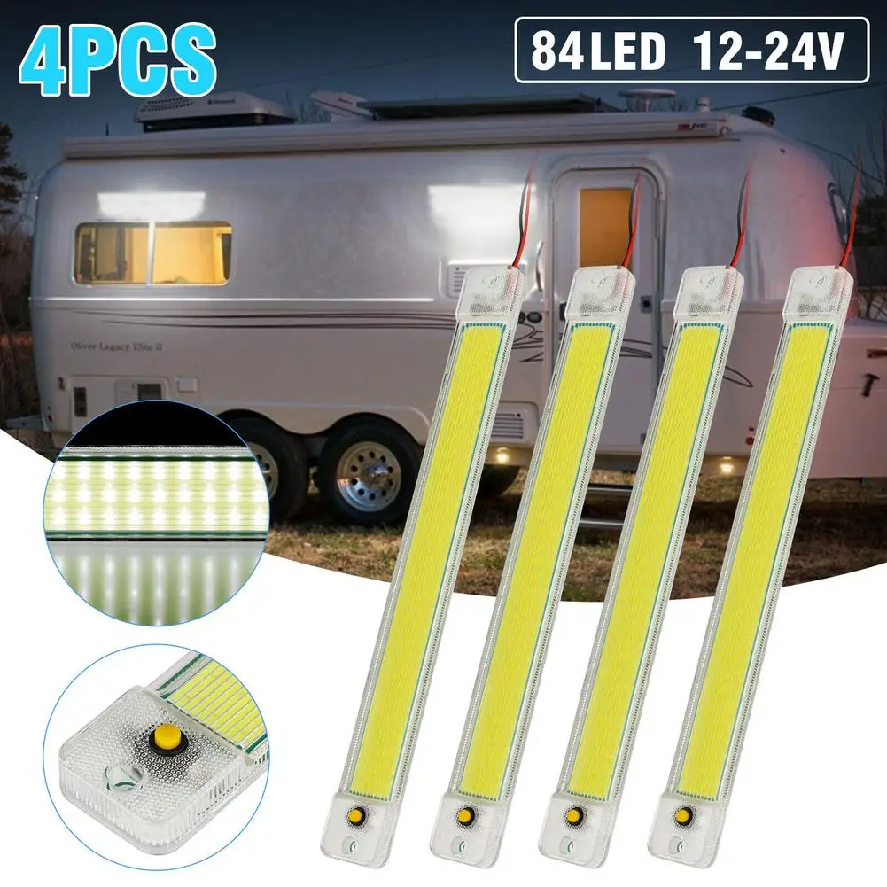 

4Pcs Car Interior Light DC 12V-24V COB Car Dome Light Readling Light LED Panel Light Bulb Self-Adhesive For SUV Van Trucks Lamp