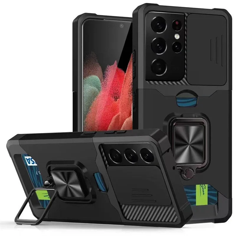 

Полноразмерный чехол для Samsung с защитой от падения для Samsung S22/S23ultra, чехол с вставкой в виде кольца на палец и раздвижным окошком