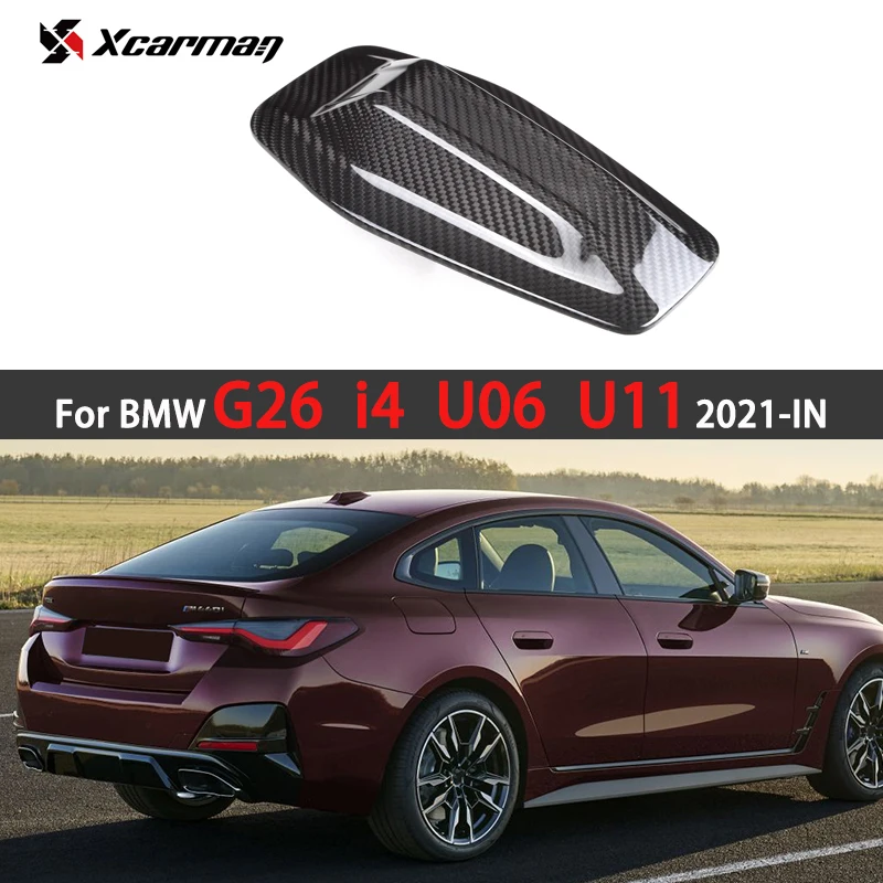 

1 pcs Dry Carbon Fiber Antenna Trim Shark Fin Cover Sticky Style Roof Spoiler For BMW 4'G26 4-door i4 2'U06 X1 U11 2021-IN