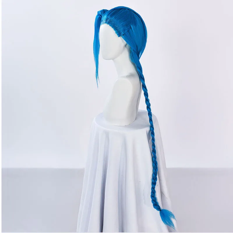 Парик Jinx Длинный синий плетеный парик для ролевых игр Подходит любого цвета кожи