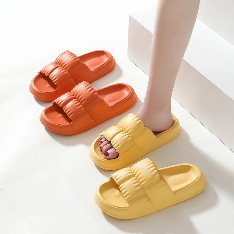 

Summer Women Men's Slippers Thick Platform Beach Slide Sandals Non-slip Flip Flops Couples Clouds High Heels Ladies EVA Shoes