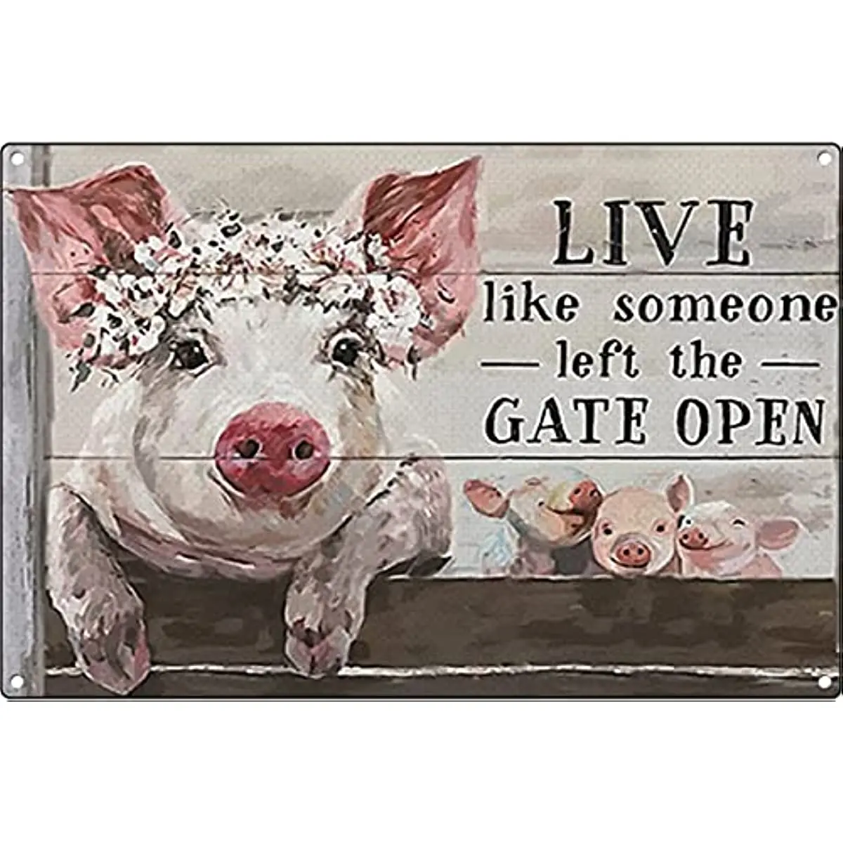 

B Like Someone Left Gate Open Print Canvas Wall Art Poster Farmhouse Painting Canvas Canvas Pigs Art Flower Poster Canvas Wall