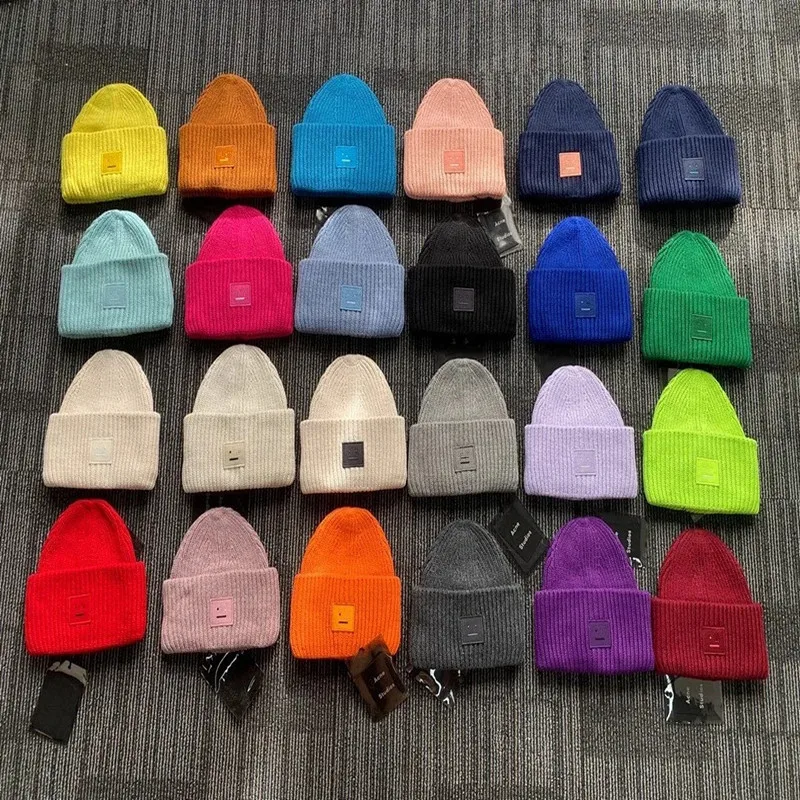 

2022 AC studios men's and women's winter hats wool blend knit wool smile matching hats women's knit bonnets women's hats 2022