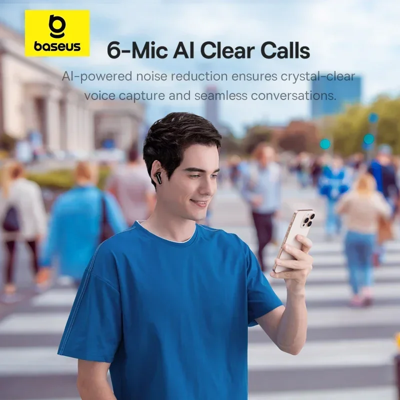 Фото Наушники Baseus EP10 Pro ANC Беспроводные наушники Bluetooth 6.0 наушники беспроводные 50 дБ Адаптивные наушники в реальном времени 6 микрофонов Hi-Res LDAC IP55 Наушники беспроводные TWSнаушники безпровідні №5
