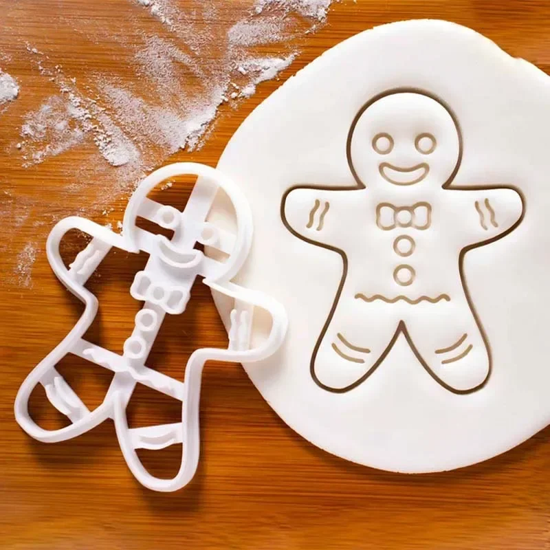 

Christmas Cookie Cutter Gingerbread Man Santa Claus Mold Stamp Kids Christmas Party Embosser Biscuit Mould Baking Decor Supplies