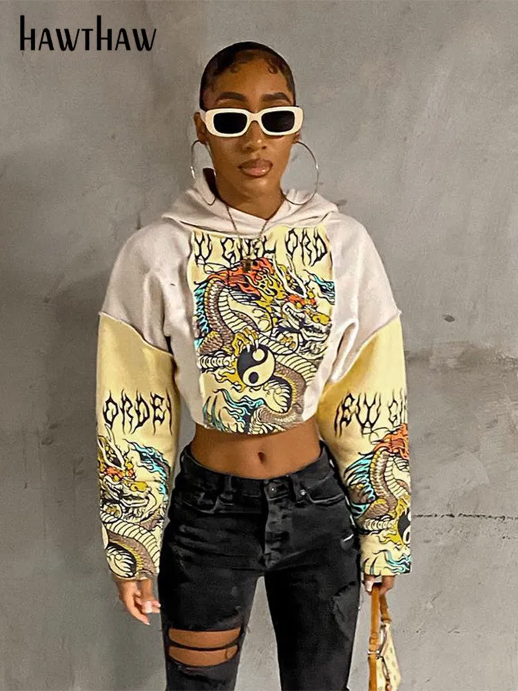 Женская модная уличная футболка Hawthaw с длинным рукавом топы толстовки свитшоты