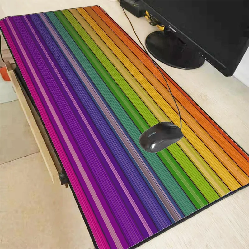 

MRGBEST 90x40/80x30MM Colorful Striped Lines Abstract Locking Edge Gaming Large Mouse Pad Gamer Game Anime Mat for Csgo LOL Dota