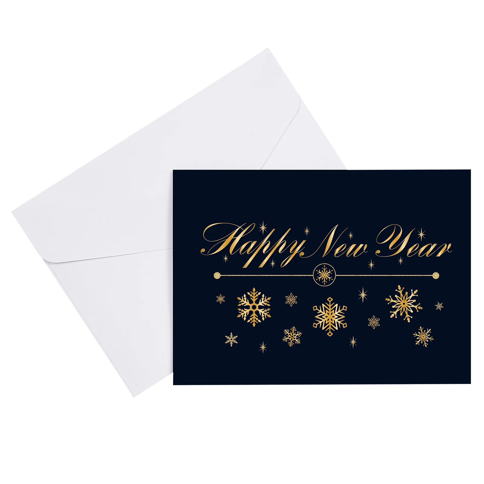 

1 Set New Year Greeting Cards, Holiday Greetings Fold Over Cards 30Pcs and Envelopes 30Pcs, New Year Message Cards Box Set for