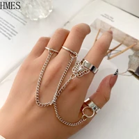 punk hip hop cross rings for women 2022 new adjustable double finger chain rings korean fashion finger rings jewelry party gift