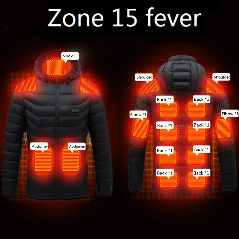 

15 Areas Self Heated Vest Body Warmer USB Powered Women's Warm Men's Heating Jacket Heated Vest Man Thermal Winter ClothingS-6XL