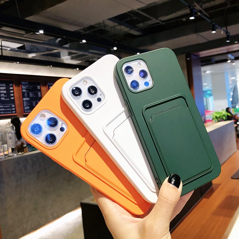 

Original Card Bag Silicone Phone Case for IPhone 11 12 13 Mini Pro Max 6s 7 8 Plus XR X XS Shockproof Case Protector Cover Coque