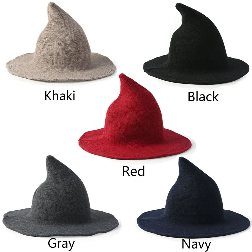 Женская Современная Складная Высококачественная шляпа ведьмы из овечьей шерсти