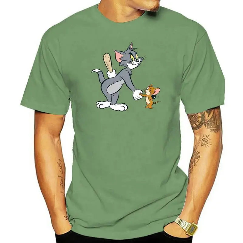 

Printed Men T Shirt Cotton O-Neck tshirts Tom & Jerry Short-Sleeve Women T-Shirt