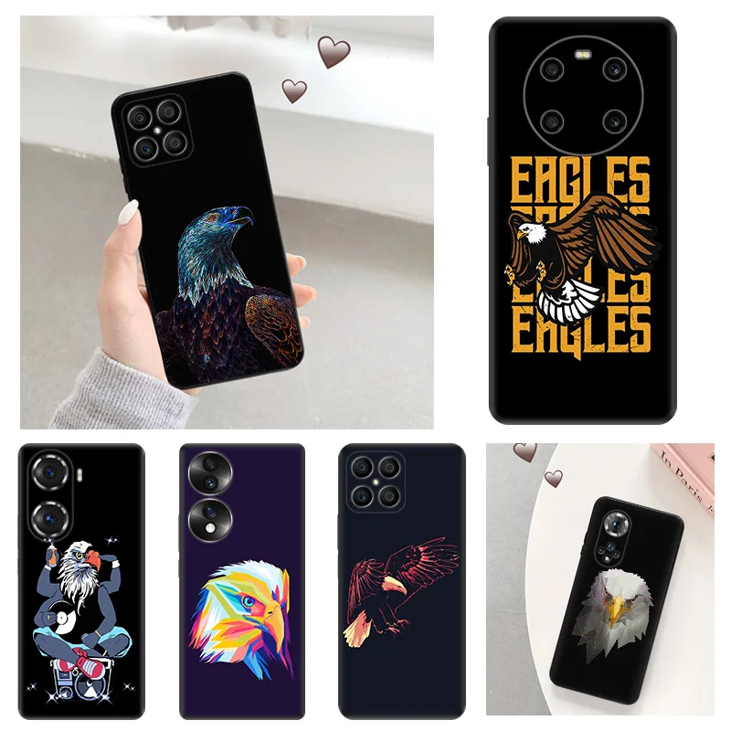 

Eagle Art Soft Phone Case for Honor X9 X8 5G X7 X6 70 60 50 30i X40 Play 6T 9A 6C Magic4 Pro 8X 20 Lite 20i Black Matte Cover