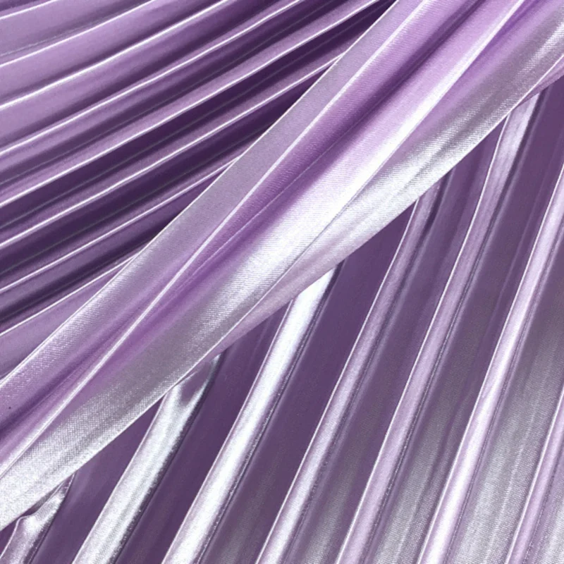 3/5/10m Solid Crinkle Crepe Glossy Shiny Pleated Fabric Satin Plisse For Sewing Dress Black Blue Green By the Meter - купить по