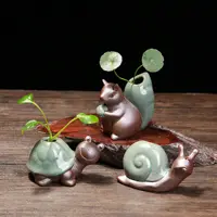 Ceramic Small Vase Animal Shape Creative Small Ornaments Home Retro Hydroponic Mini Tea Room Flower Pot