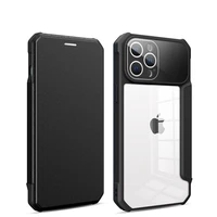 magnetic suction leather case for iphone se3 2022 13 pro max 12 11 xs xr 8 7 plus se 2020 clear card slot lens glass protection