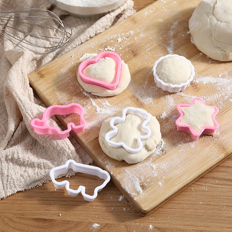 6/8pcs Cookie Biscuit Molds DIY Plastic Biscuit Mold Fondant Chocolate Cake Decorating Tools Kitchen Baking Molds