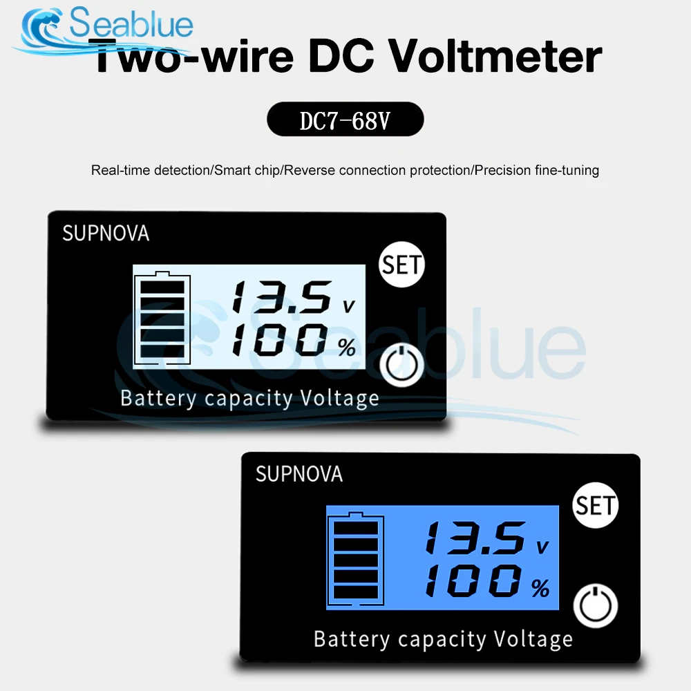 

Battery Capacity Indicator DC 7V-68V Lead Acid Lithium LiFePO4 Car Motorcycle Voltmeter Voltage Gauge 12V 24V 48V