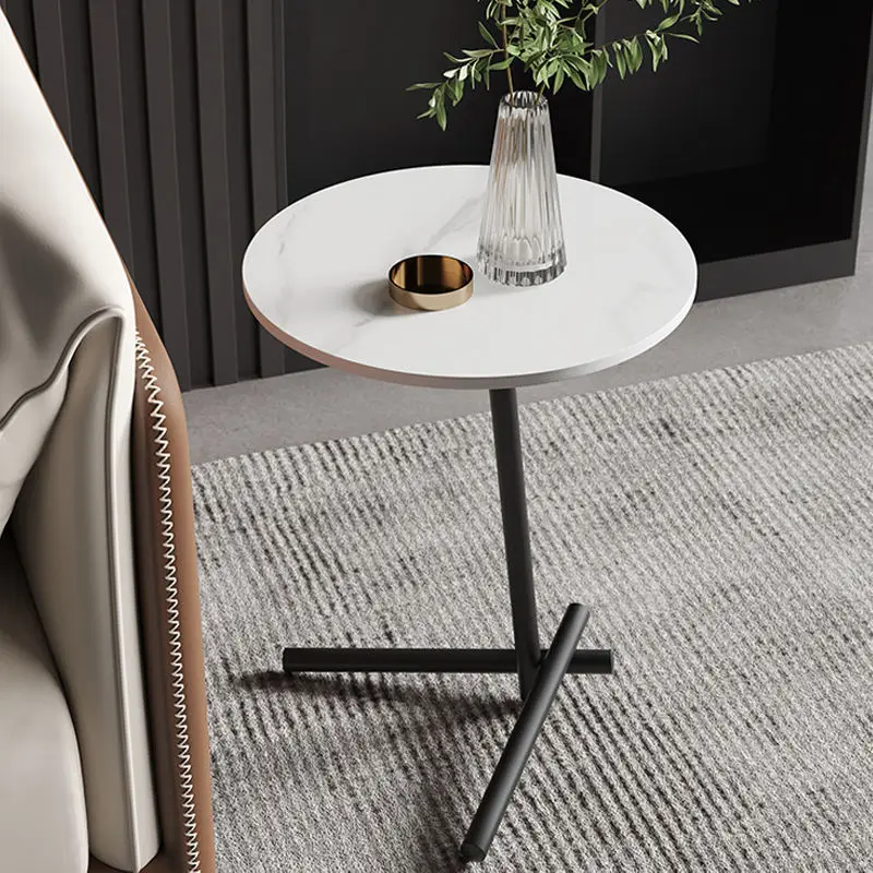 

Sofa Side Table Stone Slab Modern Minimalist Light Luxury Sofa Creative Balcony Small Apartment Living Room Tea Round Table