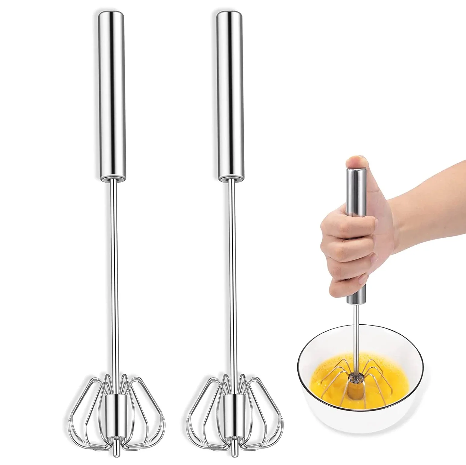 

Hand Pressure Semi-automatic Egg Beater Stainless Steel Kitchen Accessories Tools Self Turning Cream Utensils Whisk Manual Mixer