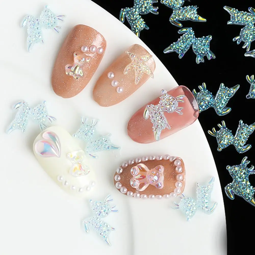 

100pcs Resin Crystal Shiny Starfish Pentagram Deer Nail Art Jewelry Rhinestones for Nails Art Decorations For Women Girls