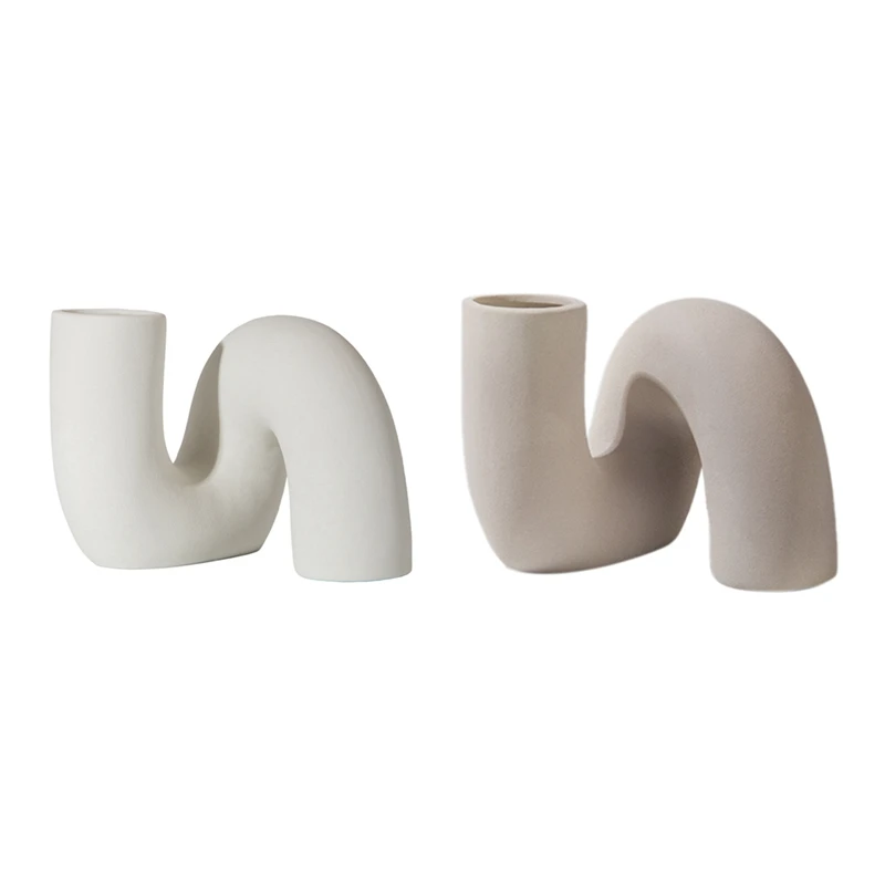 

Ceramic Vase Modern Minimalist Abstract Vases Twisted Tube Shape Nordic Flower Pots For Interior Home Decor