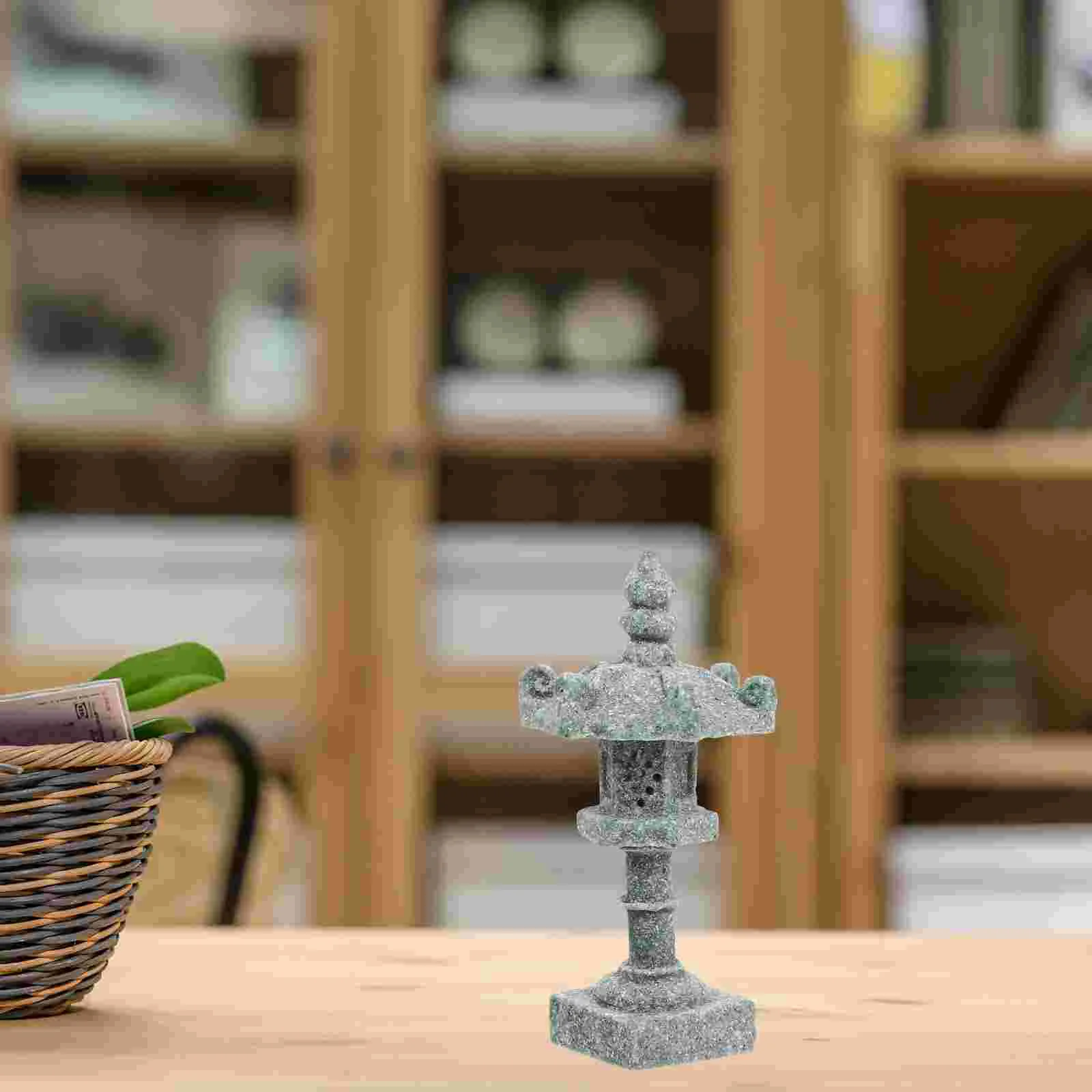 

Japanese Tower Light Decoration Pagoda Garden Statue Model Outdoor Statues Mini Bonsai Pavilion Tiny Square Hole