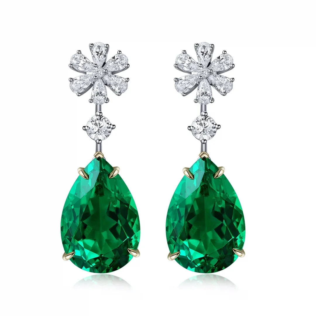 Серьги Ruif Роскошные изумрудные женские ювелирные украшения из 9 карат золота 11