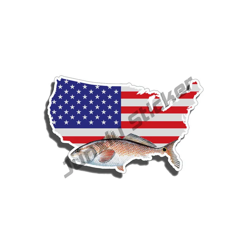 

Car-Sticker USA American Flag Red Fish for Window Bumper Trunk Auto Laptop Motorcycle Uv Protection Decoration KK15*9cm