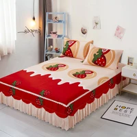 bed skirt pillowcase bed cover thickened brushed three piece lace lace simmons non slip protective cover