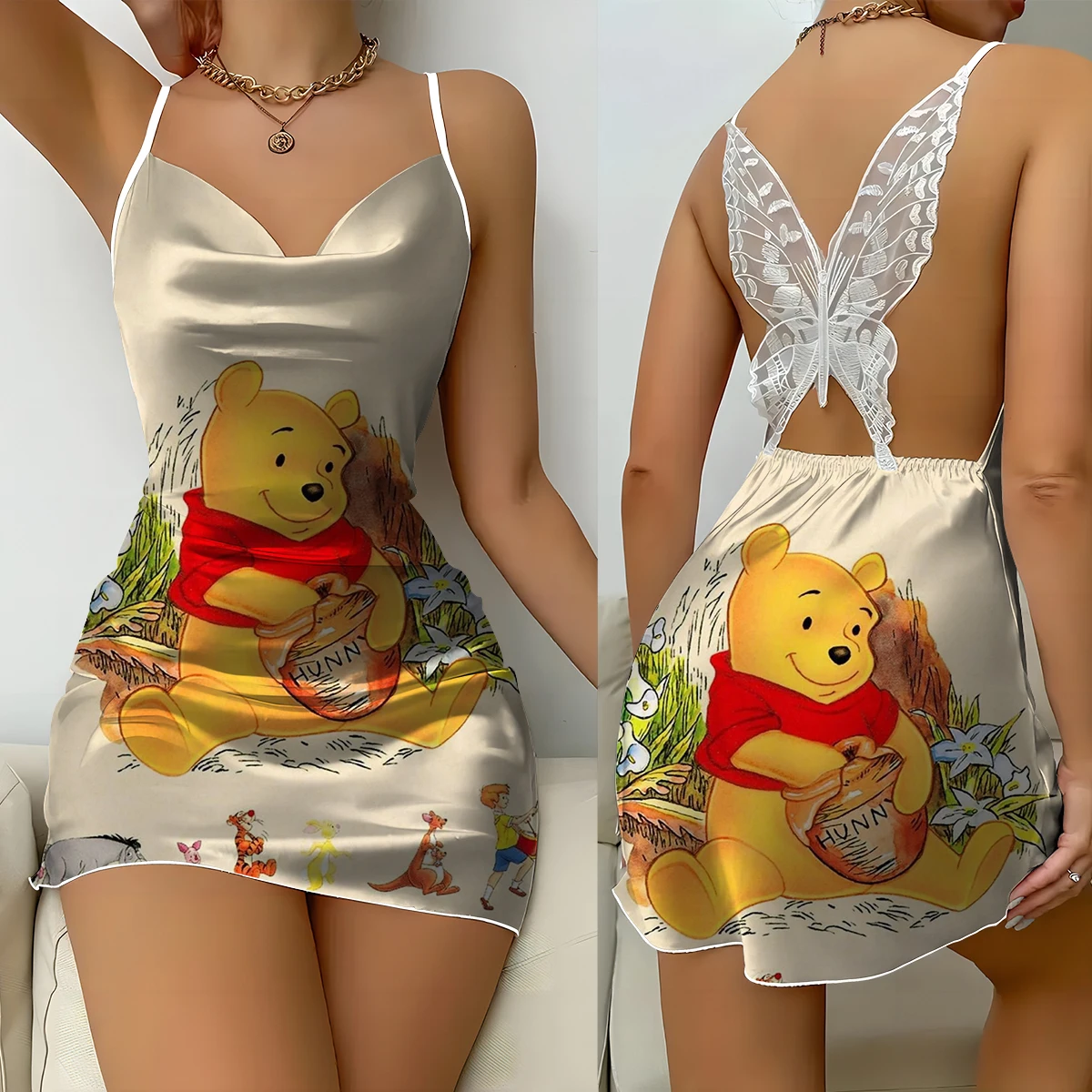 Элегантное женское модное летнее платье с мультяшным принтом Диснея Винни-Пуха