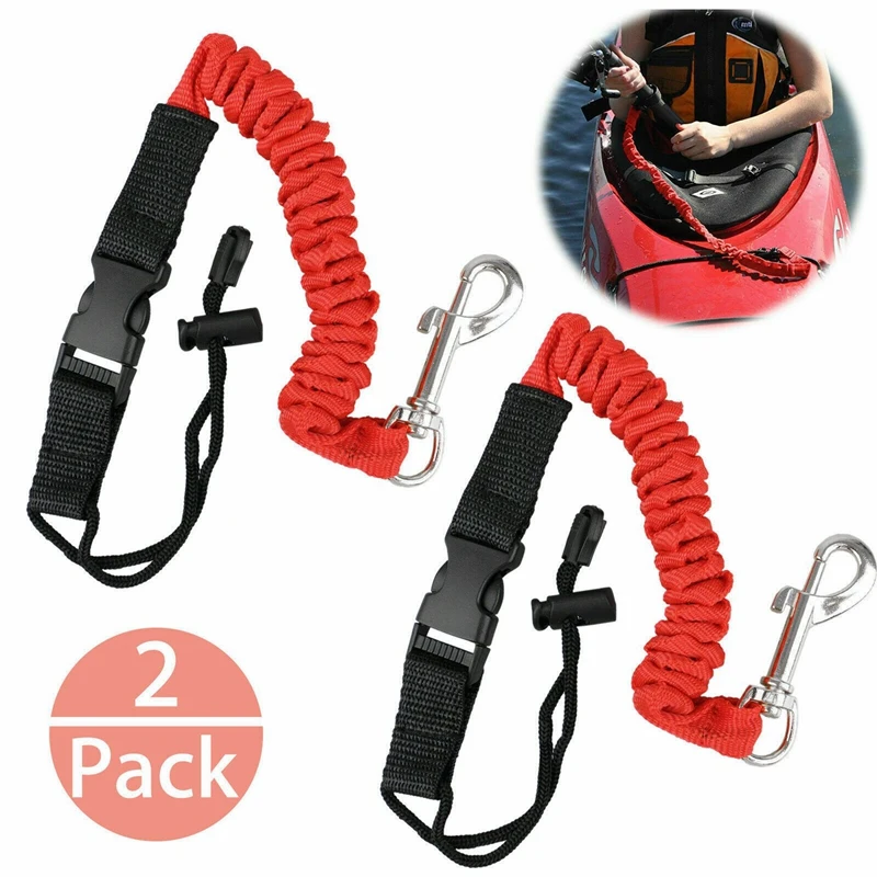 

2Pcs Kayak Paddle Leash Lanyard Safety Rod Lanyard Fishing Rod Pole Fixed Leash(Red)