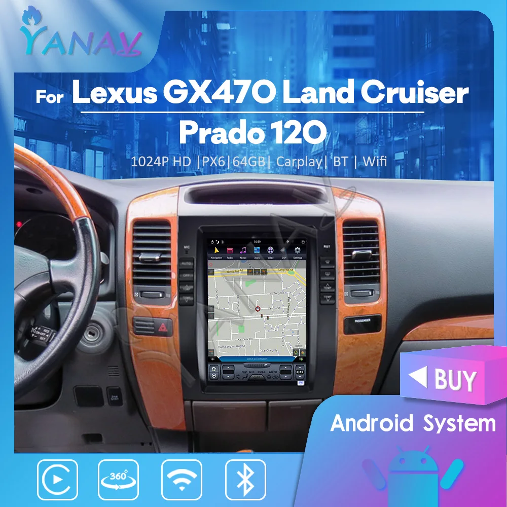 

Автомагнитола для Lexus GX470, Toyota Land Cruiser Prado 120 2002-2009, стерео Мультимедийный Плеер для Carplay, автомобильный GPS-навигатор, головное устройство