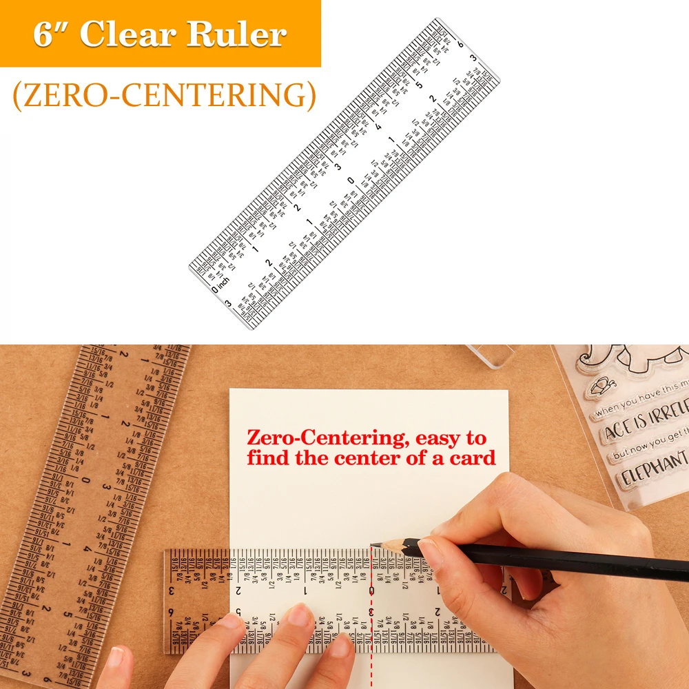 

1pc 6" Zero-centering Clear Acrylic Ruler for DIY Cardmaking Drafting Crafting Project Must-have Tools Easy Measurements 2023