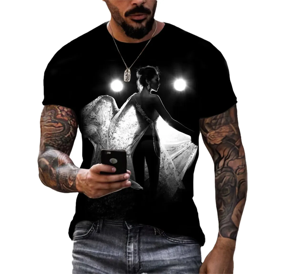 

Source Factory New Sexy Girl Men's T-shirt Fashion Street Alternative Fashion Design Large O-Neck Advanced 3D Print Top