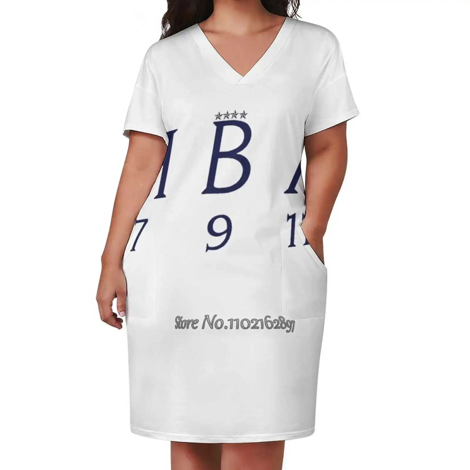 Женское платье-трапеция с V-образным вырезом и коротким рукавом