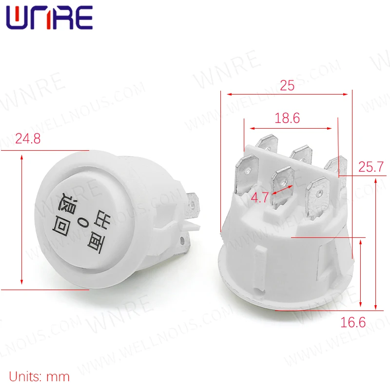 

Круглые кулисные переключатели 20 мм белые 6-контактные